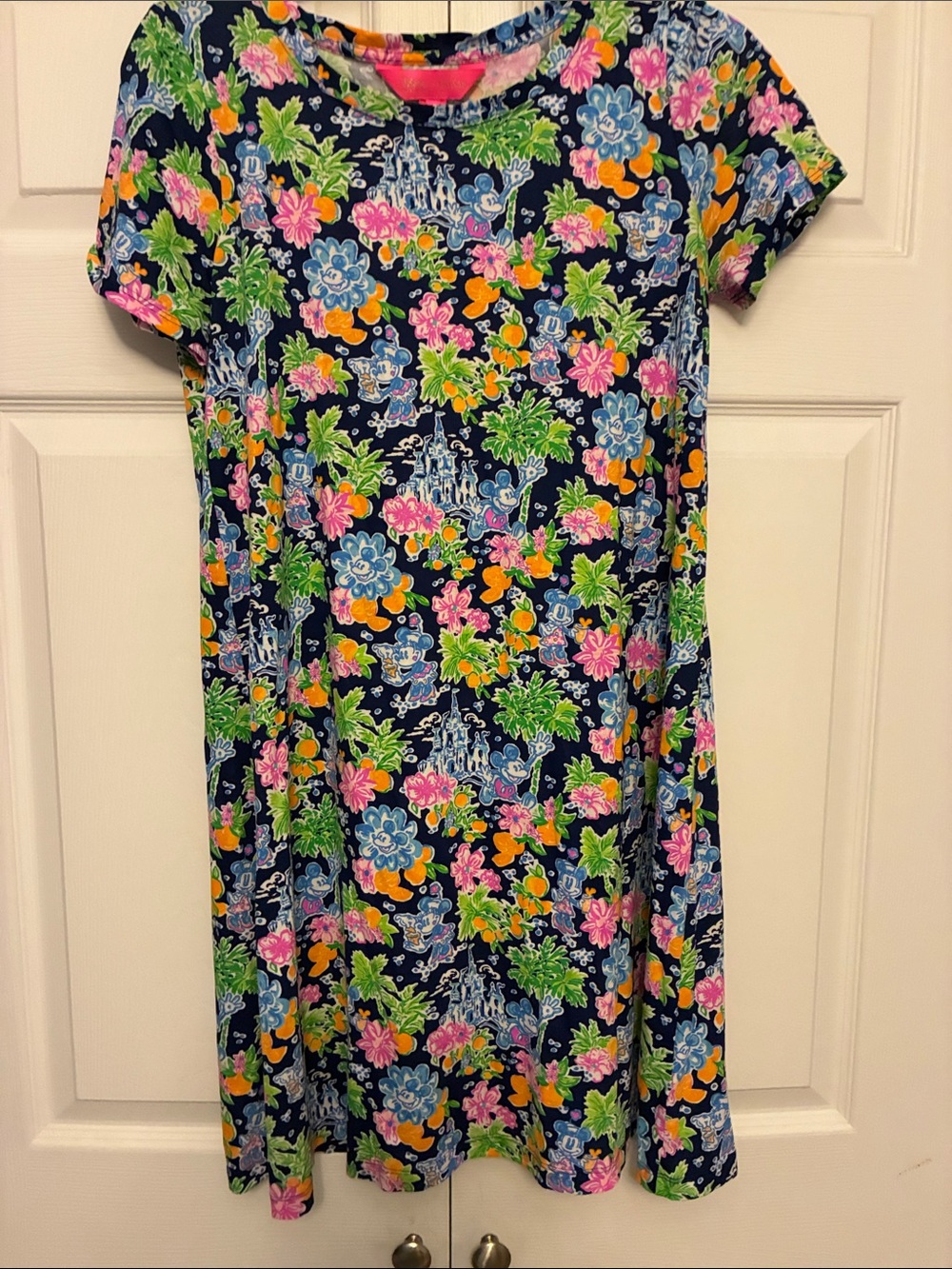 Disney x Lilly Pulitzer Navy Floral Short Sleeve Shift Dress with Bright Blooms